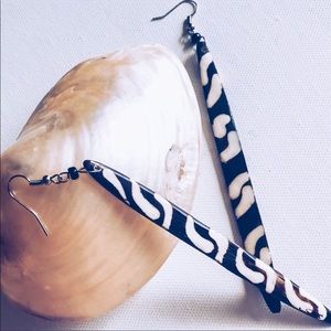 Tribal Ethnic Wooden Patterned Duster Earrings